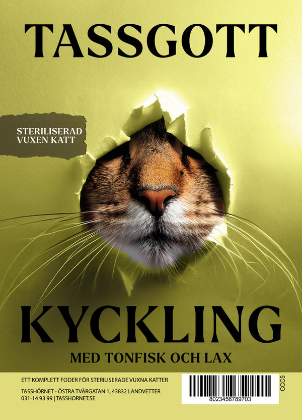 Tassgott Kyckling med tonfisk och lax för steriliserad katt